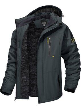 Men's Gray Raincoat Long Sleeve Skiing Jacket Winter Classic Snowboard Coat